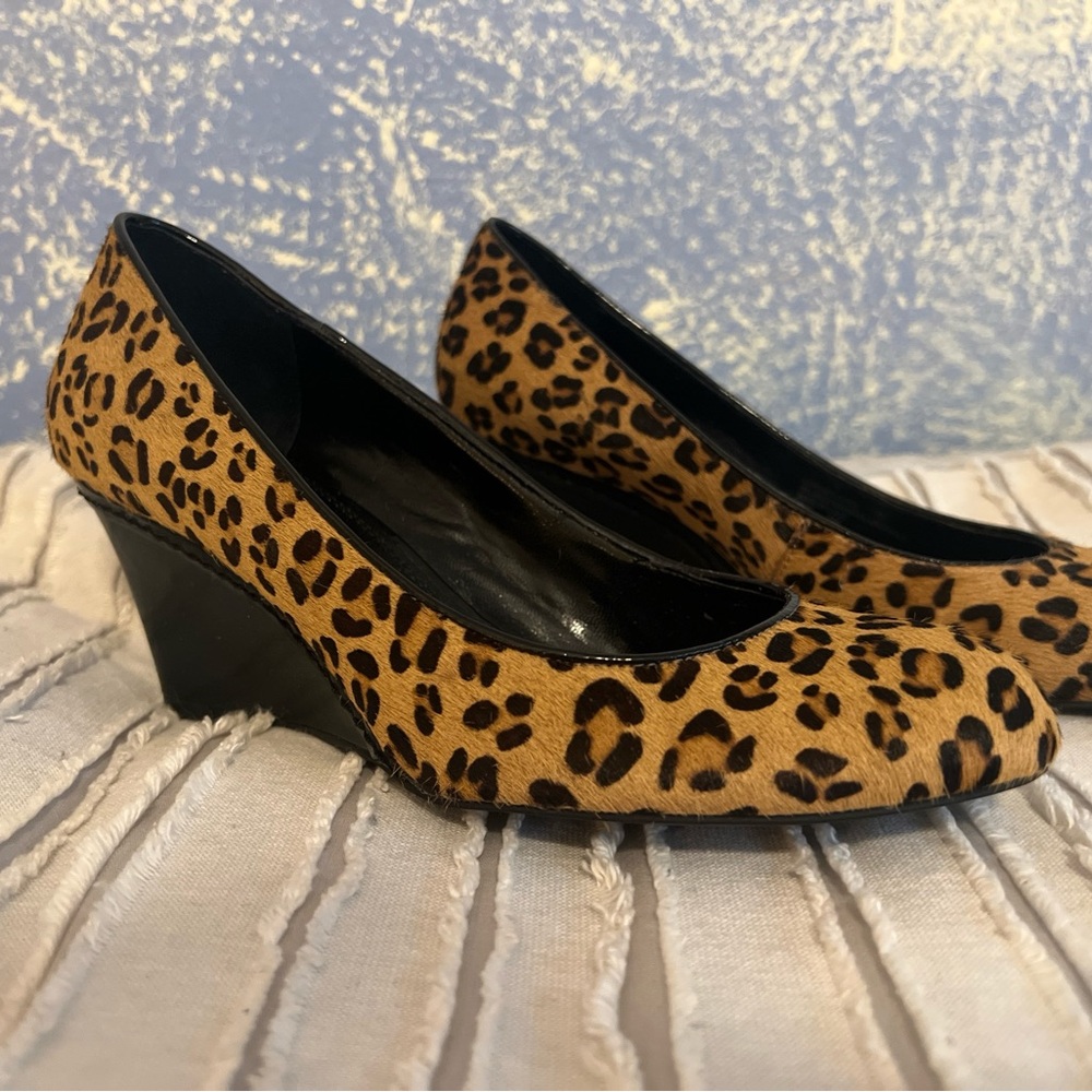 Franco Sarto Leopard Print Wedge Pumps size 7